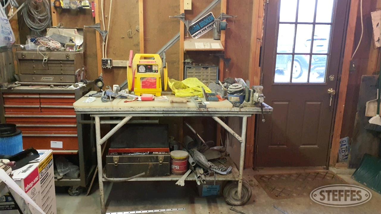 Rolling Shop Table w/Contents